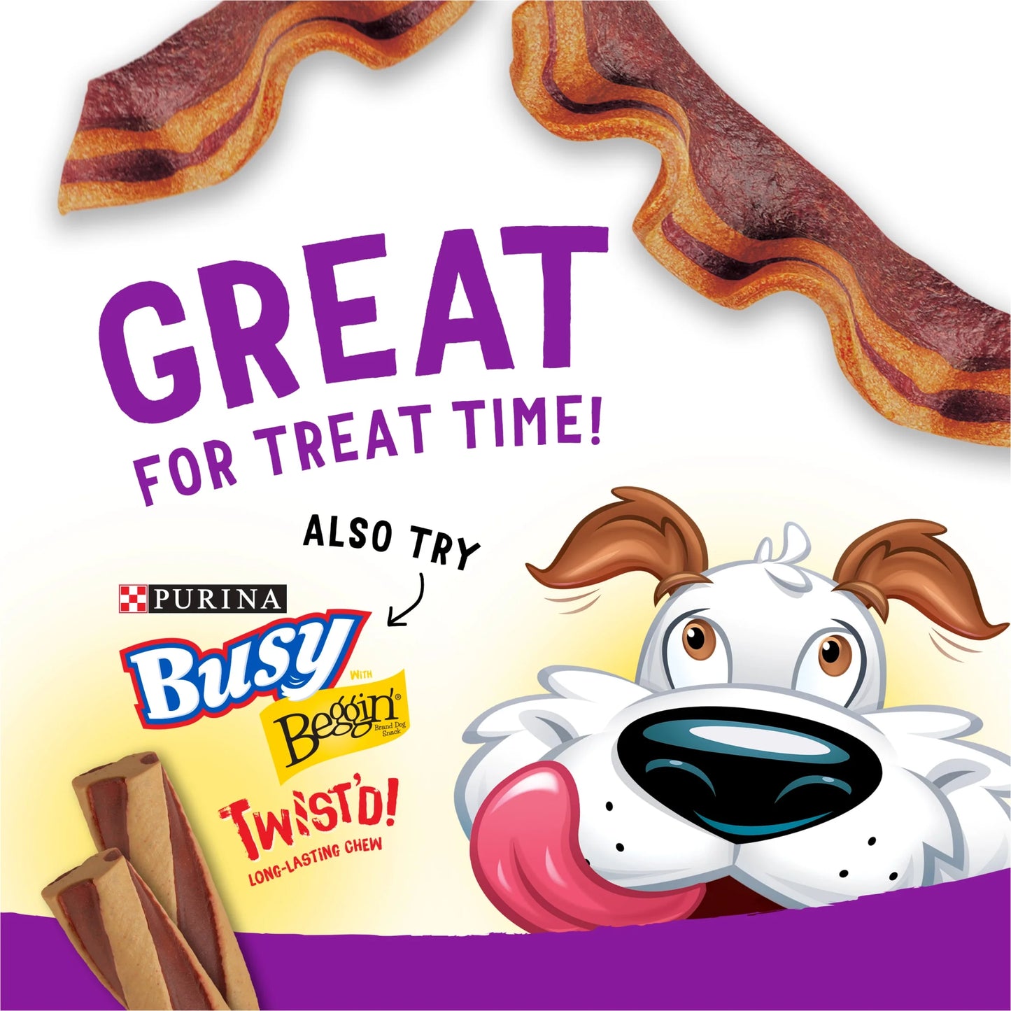 Purina Strips Dog Treats with Real Bacon & Peanut Butter Flavors Tender Chews, 40 Oz Pouch