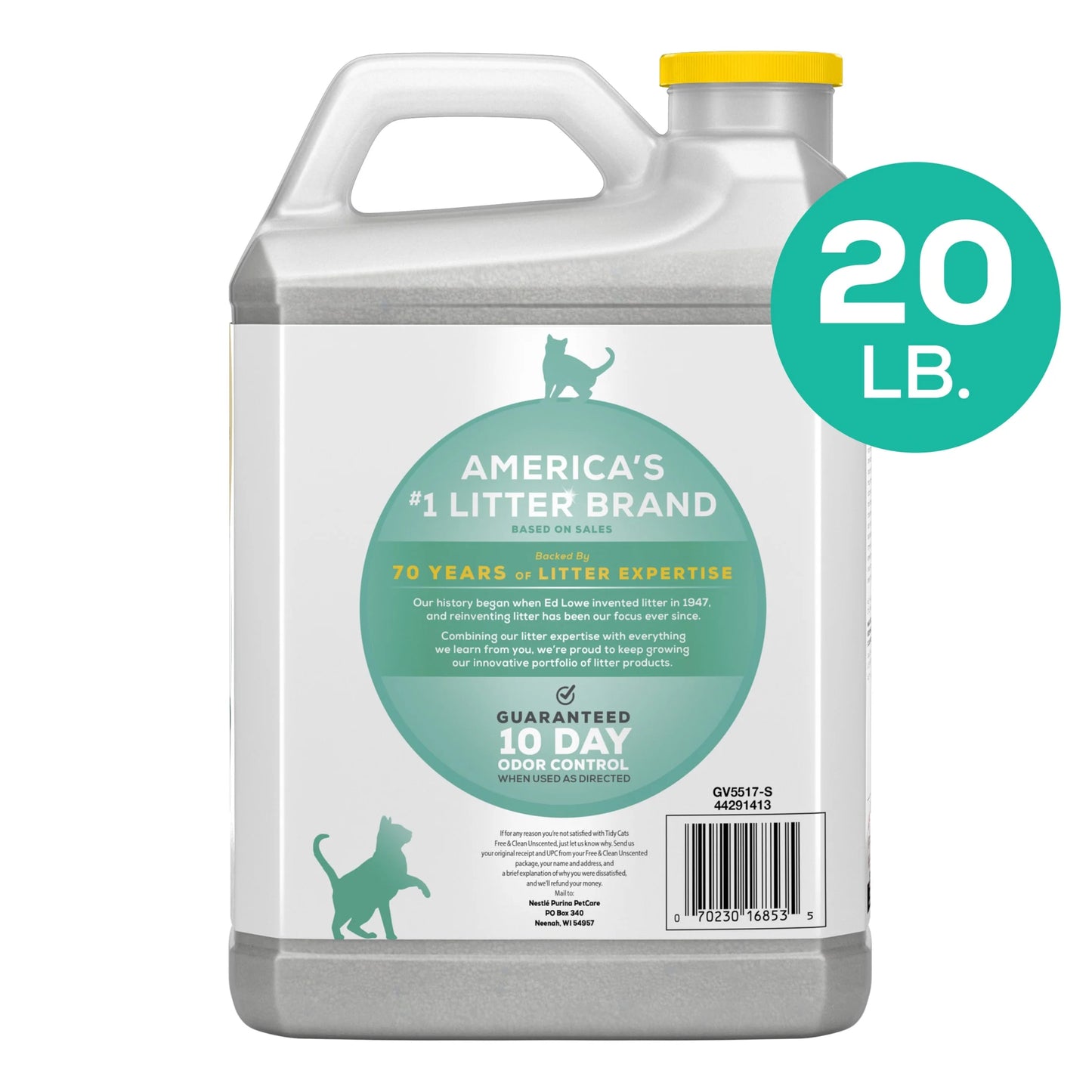 Purina Free & Clean Unscented Cat Litter, Scoopable, Low Dust, Odor Control, 14 Lb. Jug