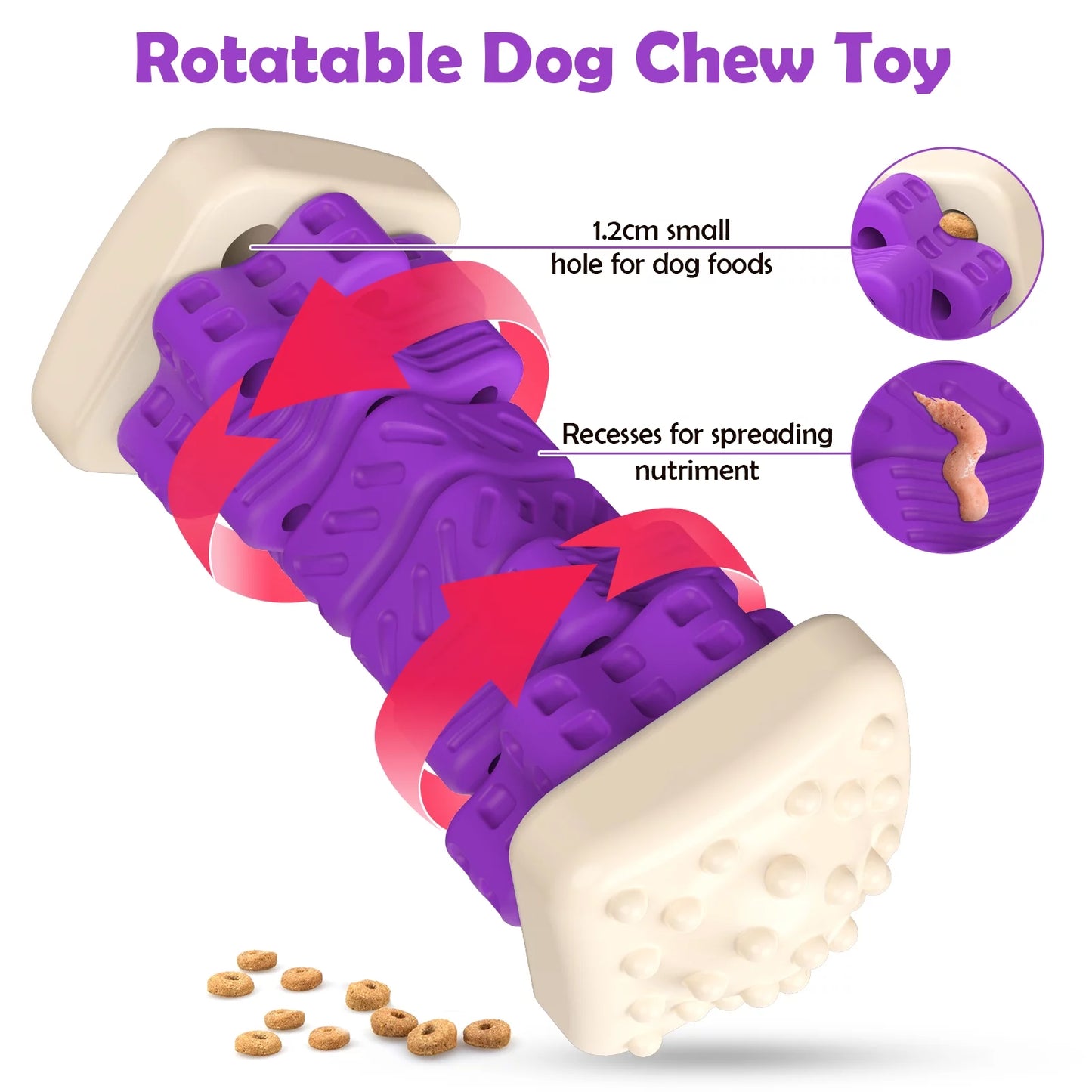 Interactive Dog Chew Toy–Brightly Colored Dog Enrichment Toy for Aggressive Chewers-Purple