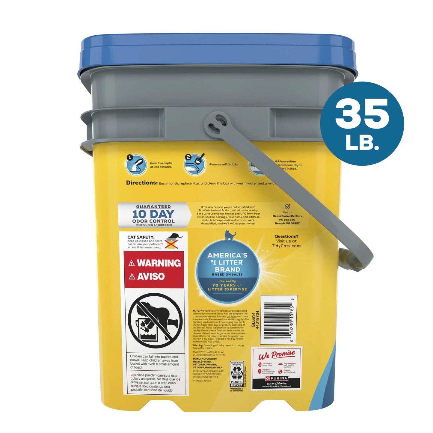 Purina Instant Action Clumping Cat Litter, Natural, Low Dust, Odor Control, 35 Lb. Pail