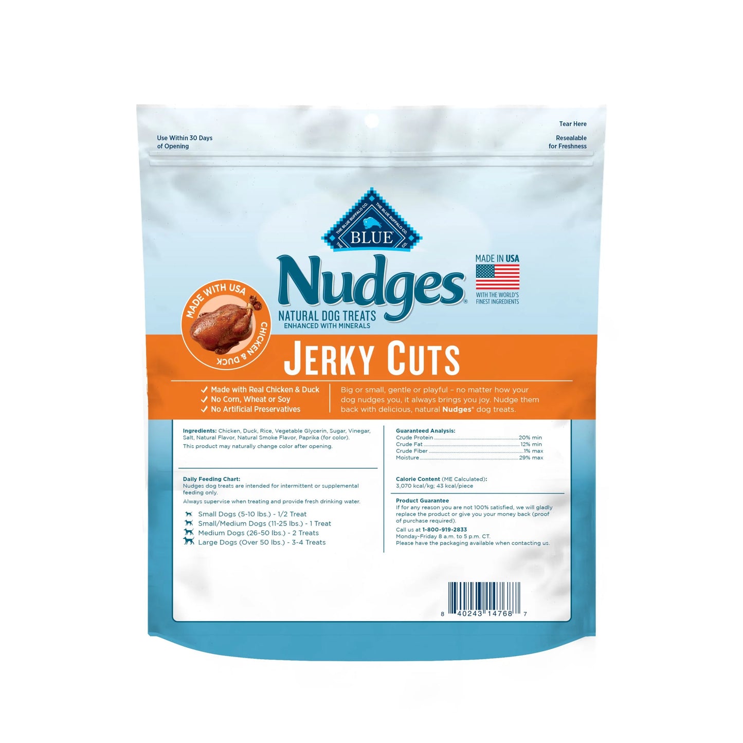 Nudges Jerky Cuts Dog Treats Made with Real Chicken & Duck, 8-Oz. Bag