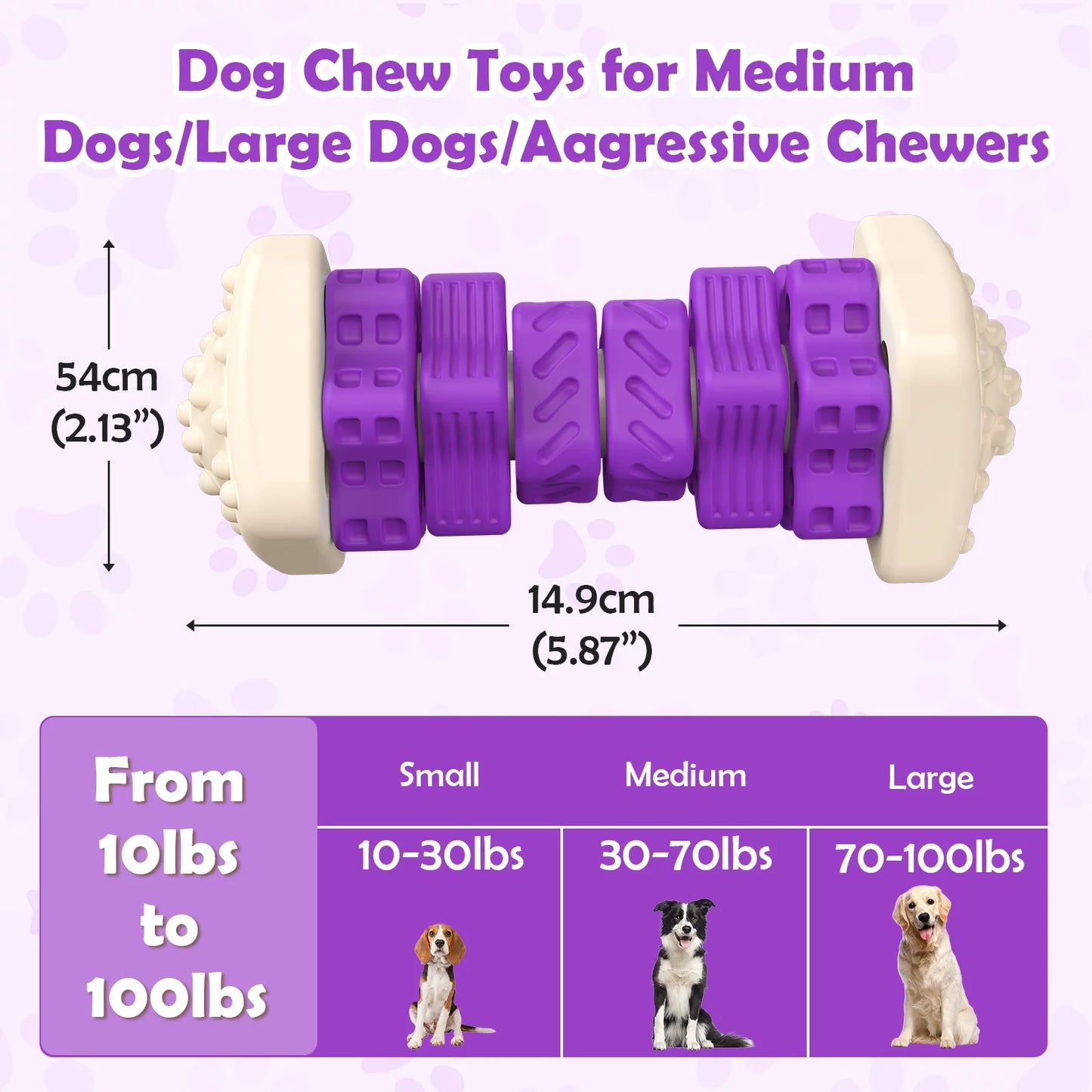 Interactive Dog Chew Toy–Brightly Colored Dog Enrichment Toy for Aggressive Chewers-Purple