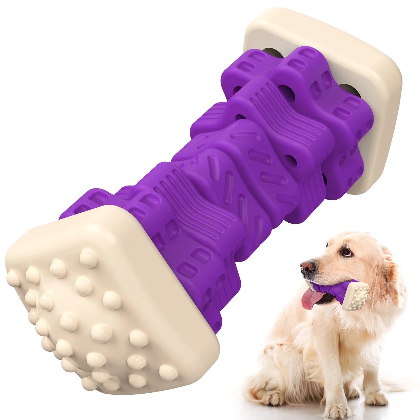 Interactive Dog Chew Toy–Brightly Colored Dog Enrichment Toy for Aggressive Chewers-Purple